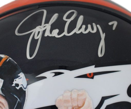 John Elway Autographed Denver Broncos Authentic Painted Art Helmet JSA 24639