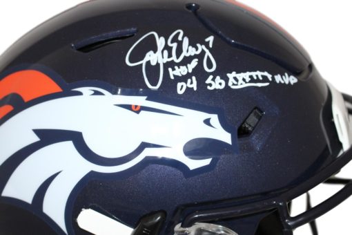 John Elway Signed Denver Broncos Authentic Speed Flex Helmet 2 Insc BAS 25320
