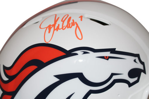 John Elway Autographed Denver Broncos Flat White Authentic Helmet JSA 26008