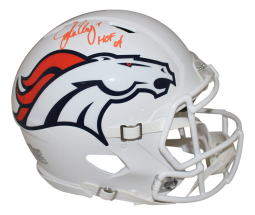 John Elway Autographed Denver Broncos Flat White Authentic Helmet HOF JSA 26010