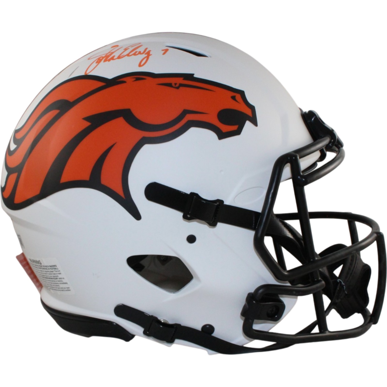 John Elway Autographed Denver Broncos Pro Lunar Helmet Beckett Witness 55256