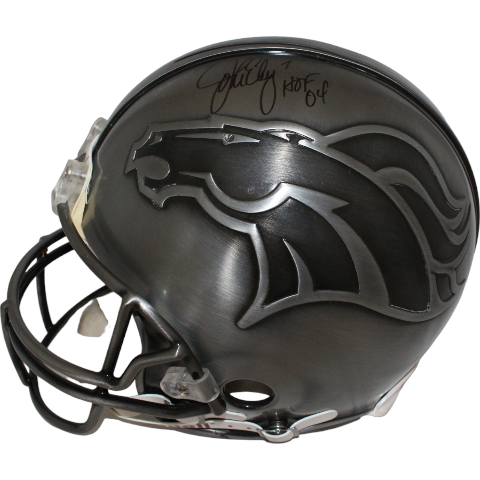 John Elways Signed Denver Broncos Pewter Authentic Helmet Beckett