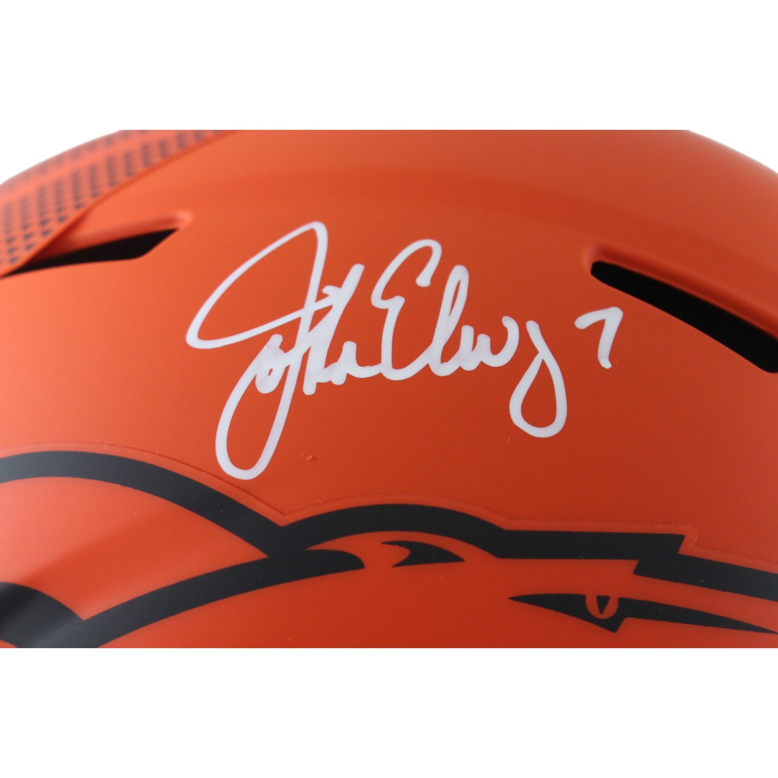 John Elway Autographed Denver Broncos Pro Rave Helmet Beckett Witness 55252