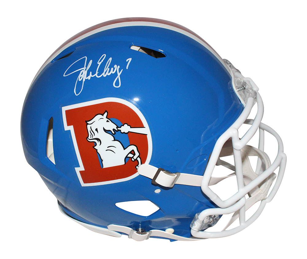 John Elway Signed Denver Broncos Authentic TB Helmet Beckett