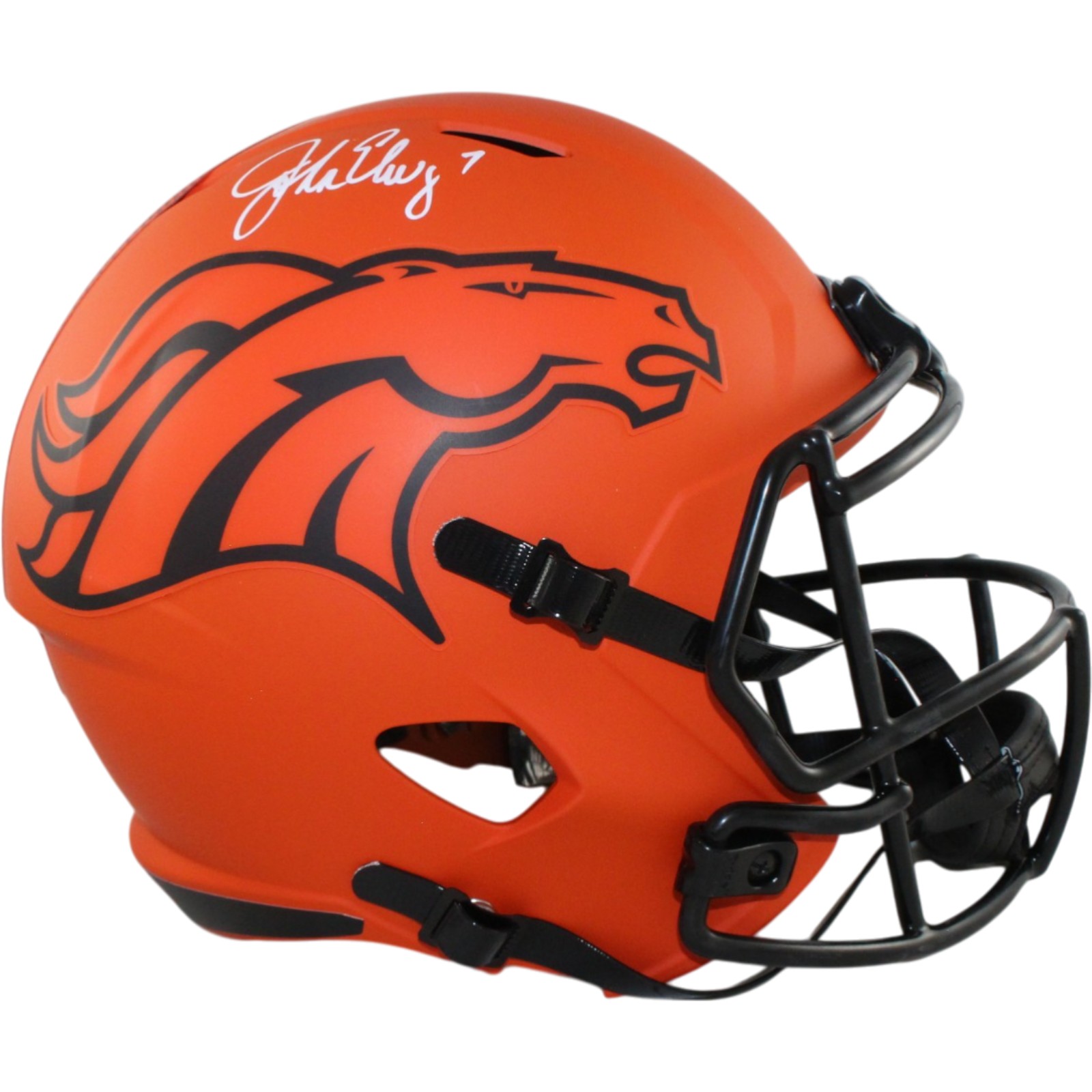 John Elway Autographed Denver Broncos F/S Rave Helmet Beckett Witness 55193