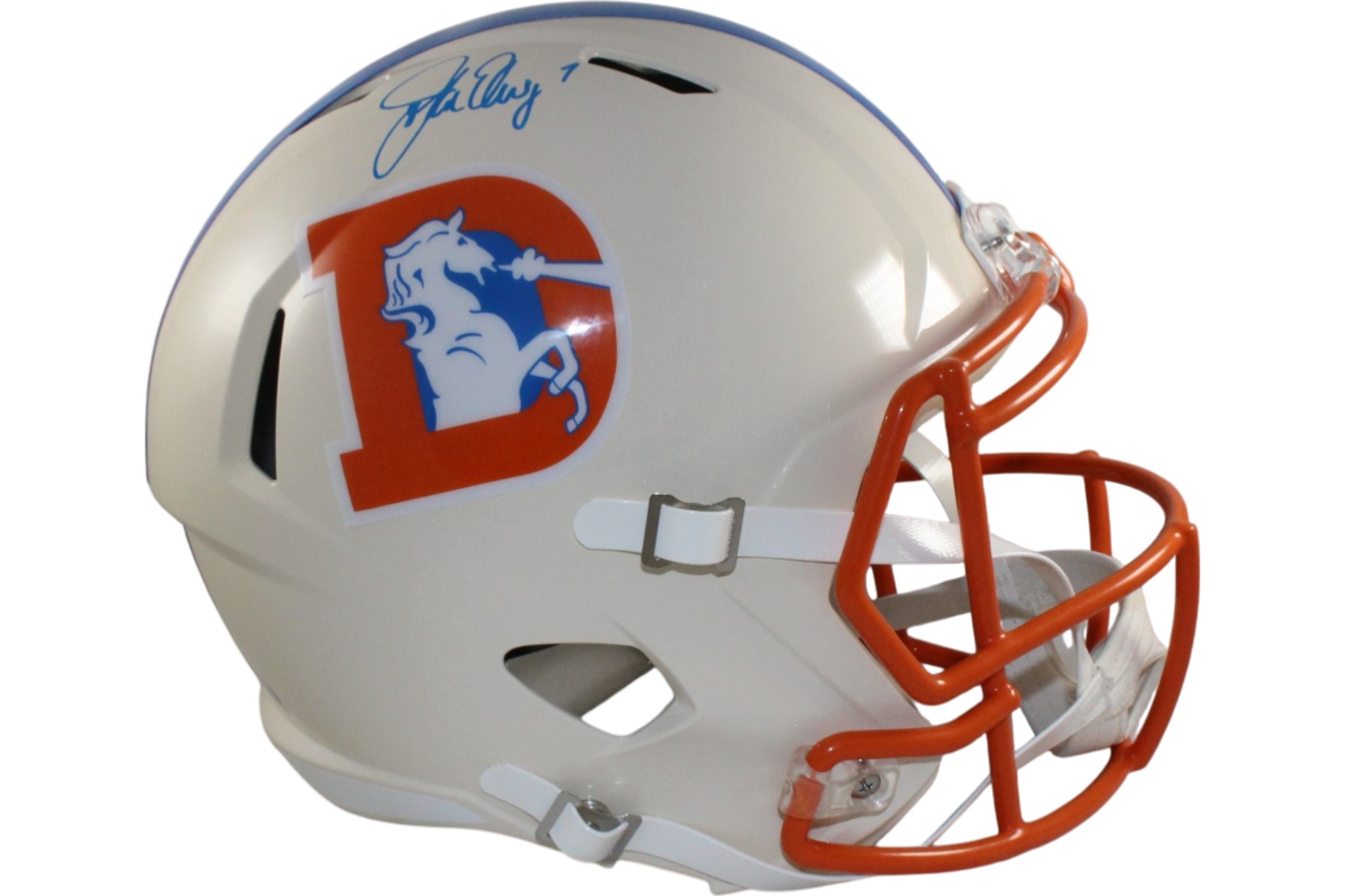 John Elway Autographed Denver Broncos F/S Retro Helmet Beckett Witness 55392