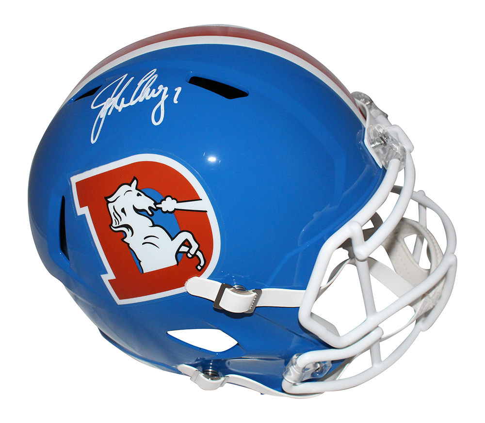 John Elway Signed Denver Broncos F/S D Logo Helmet Beckett