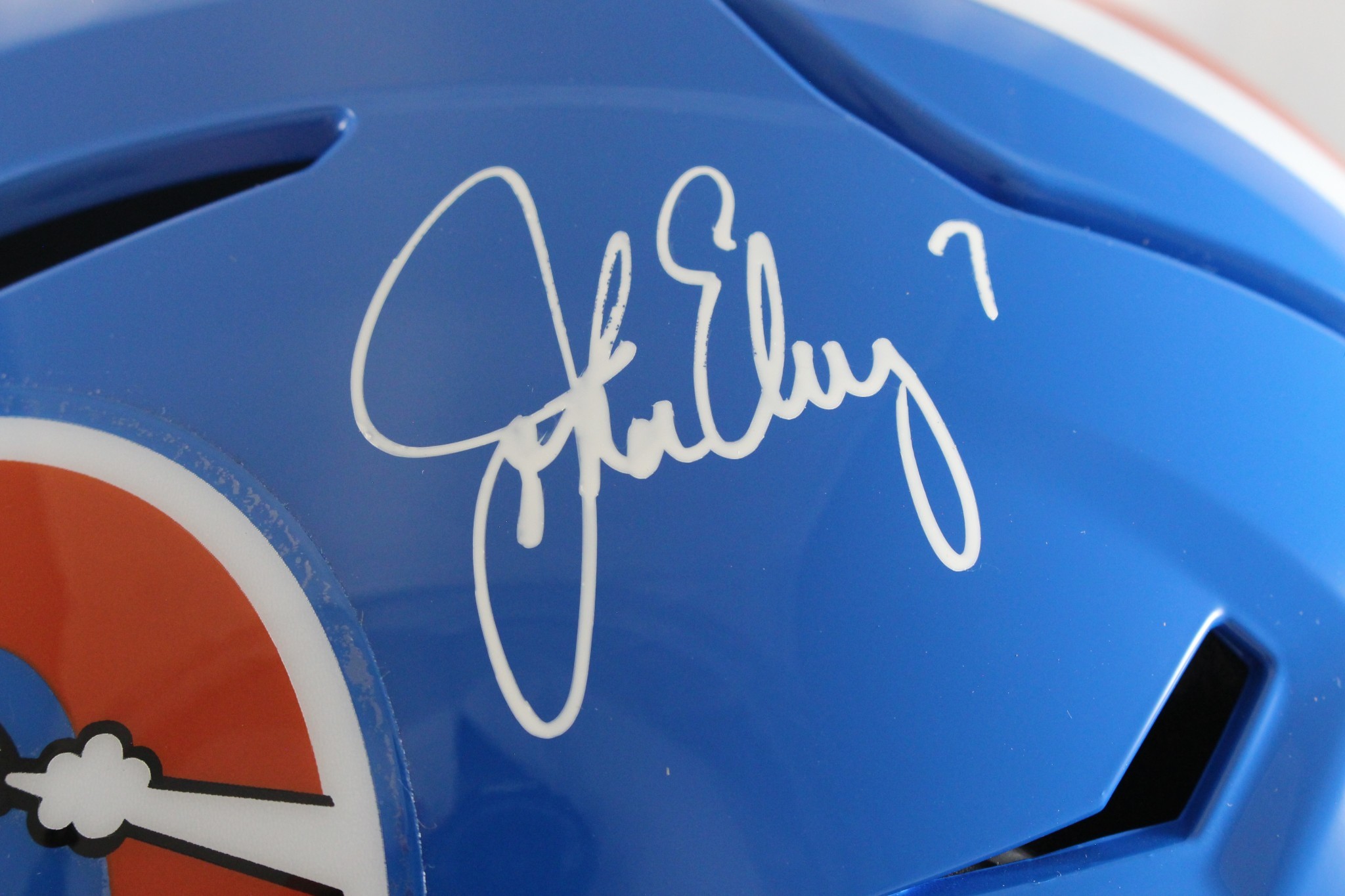 John Elway Autographed Denver Broncos SpeedFlex TB Helmet Beckett Witness 55374