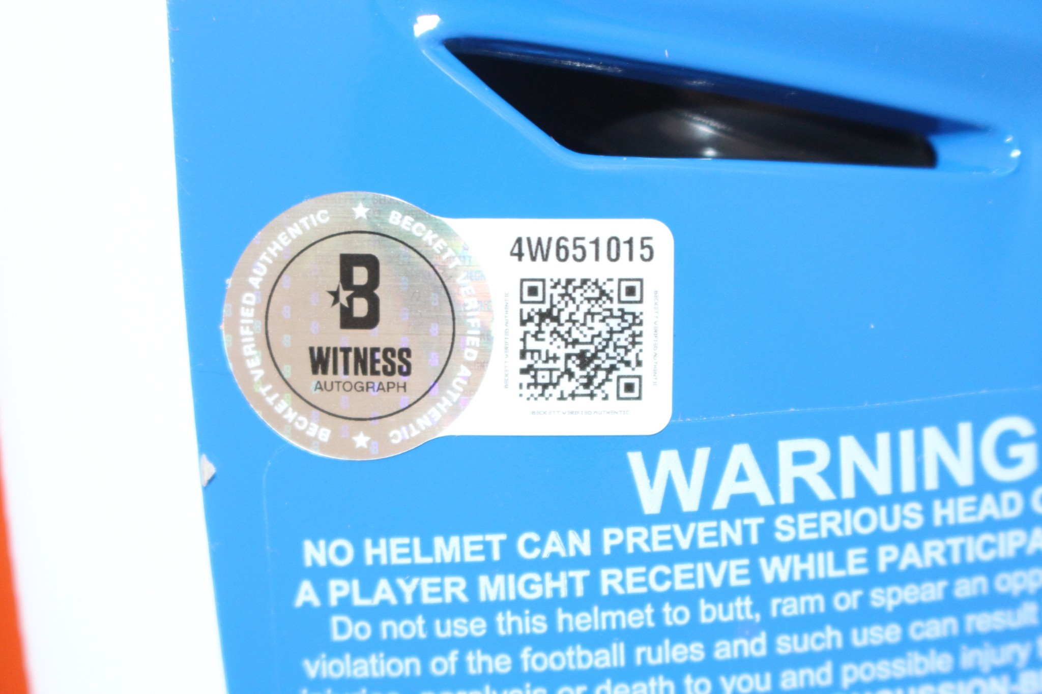 John Elway Autographed Denver Broncos SpeedFlex TB Helmet Beckett Witness 55374 5 John Elway Autographed Denver Broncos SpeedFlex TB Helmet Beckett Witness 55374