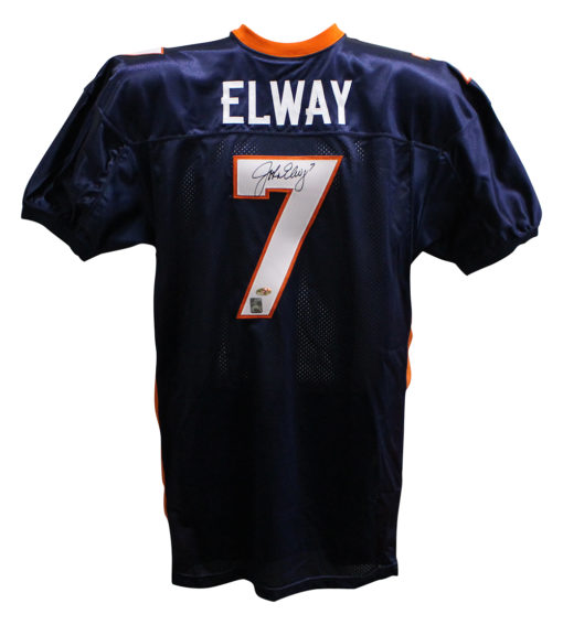 John Elway Autographed/Signed Denver Broncos Rawlings Blue XL Jersey 11932