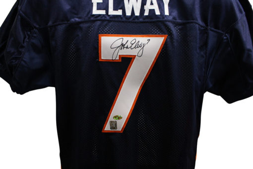 John Elway Autographed/Signed Denver Broncos Rawlings Blue XL Jersey 11932