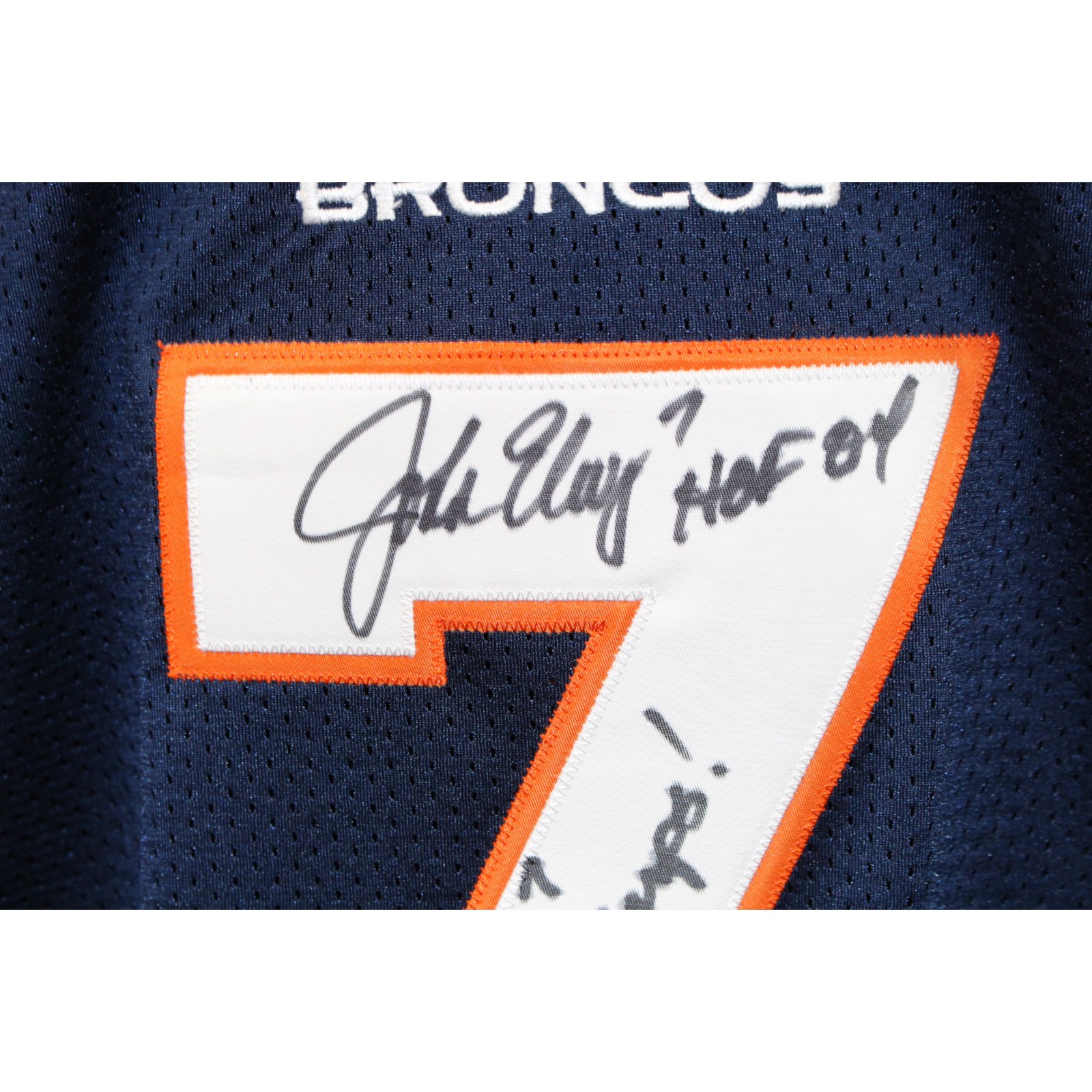 John Elway Autographed/Signed Pro Style Blue Jersey Beckett