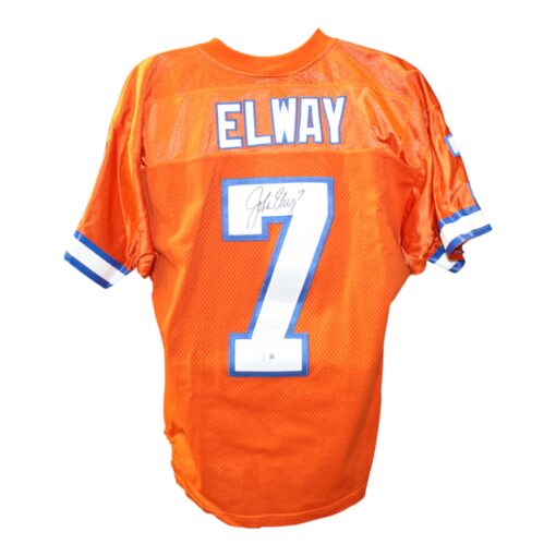 John Elway Autographed Denver Broncos Orange Wilson 46 Jersey BAS 50981