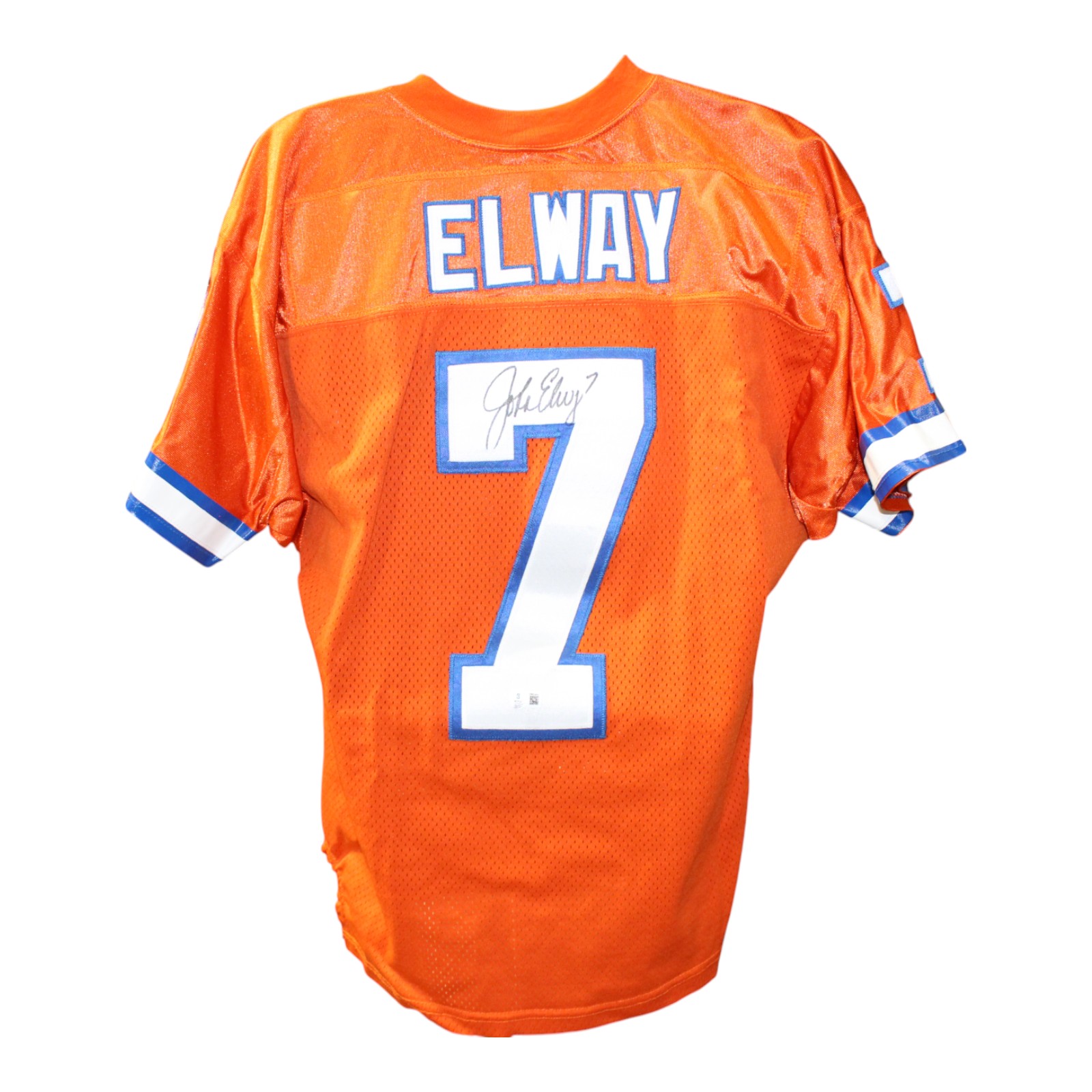 John Elway Autographed Denver Broncos Orange Wilson 46 Jersey BAS 50981