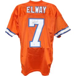 John Elway Autographed Denver Broncos Wilson Sz 50 Orange Jersey Beckett 52846