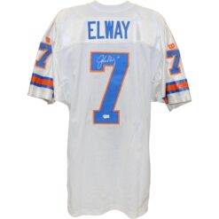 John Elway Autographed Denver Broncos Wilson Sz 46 White Jersey Beckett 52847