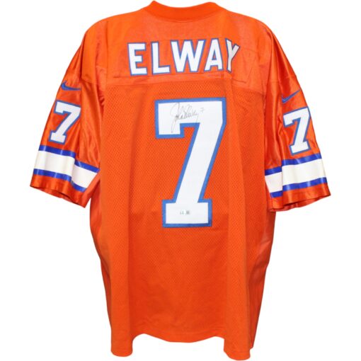 John Elway Autographed Denver Broncos Nike Orange XL Jersey Beckett 52844