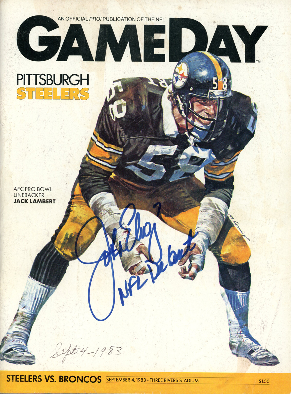 John Elway Autographed Denver Broncos 9/4/1983 NFL Debut Magazine BAS