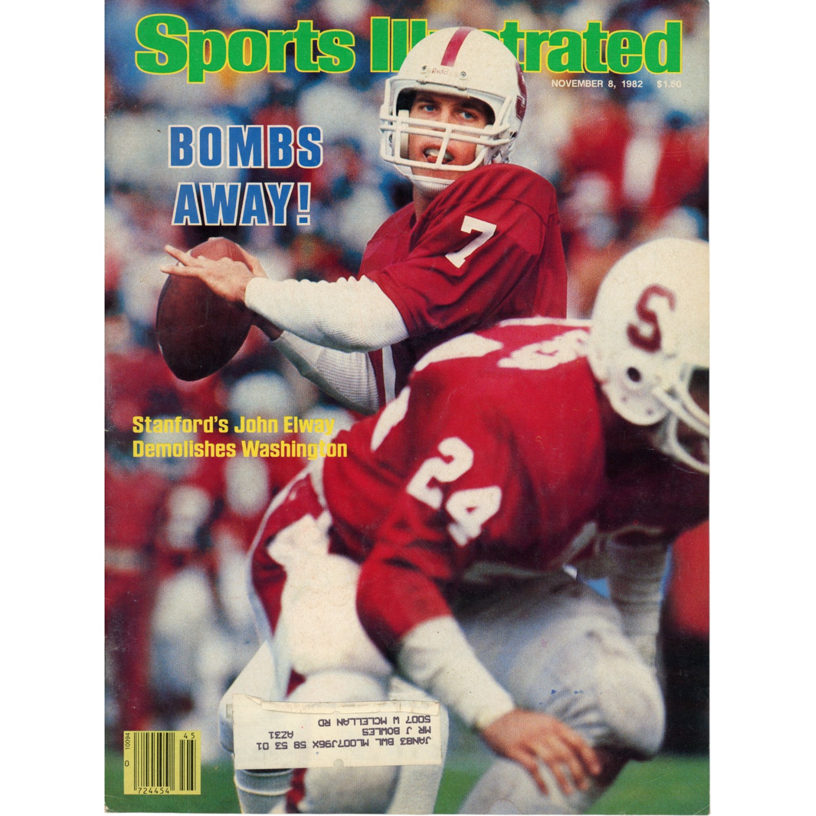 John Elway Stanford Cardinal Sports Illustrated Magazine 11/08/1982 51555