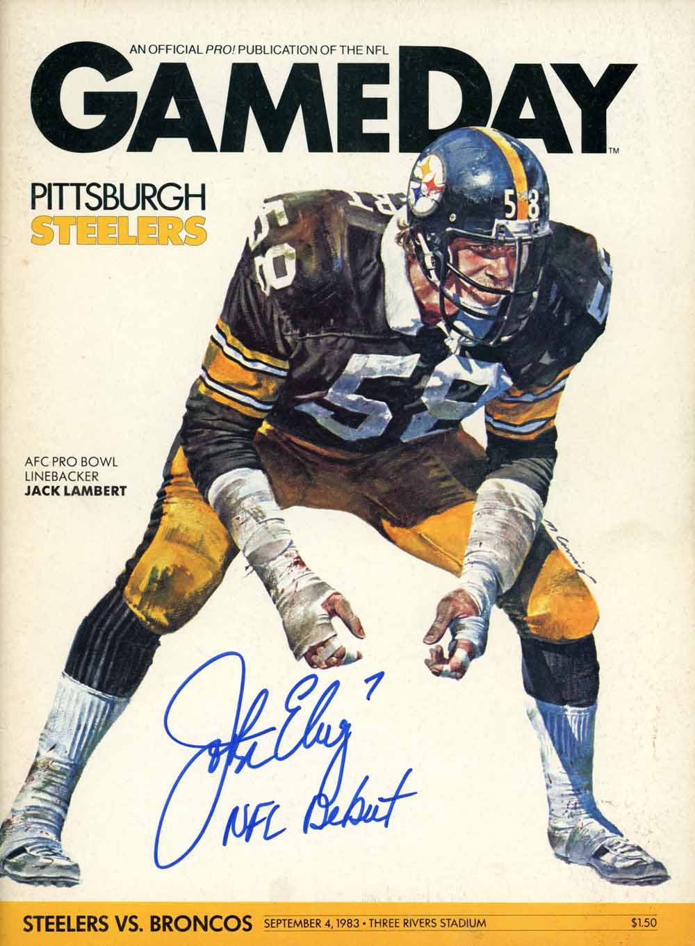 John Elway Autographed 9/4/1983 Gameday Program NFL Debut Beckett 50984