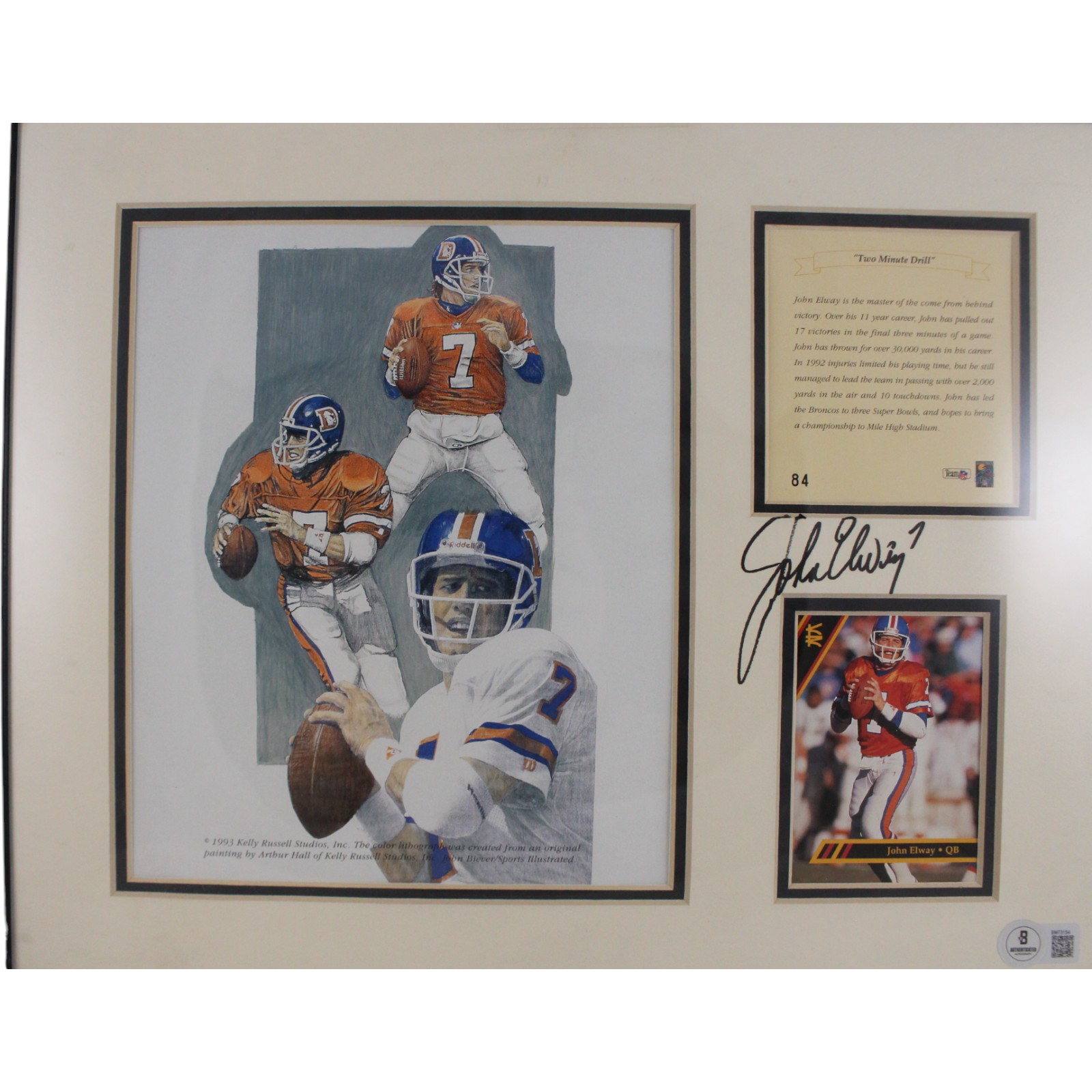 John Elway Autographed Denver Broncos Matted Photo and Card Beckett 51530 6 John Elway Autographed Denver Broncos Matted Photo and Card Beckett 51530