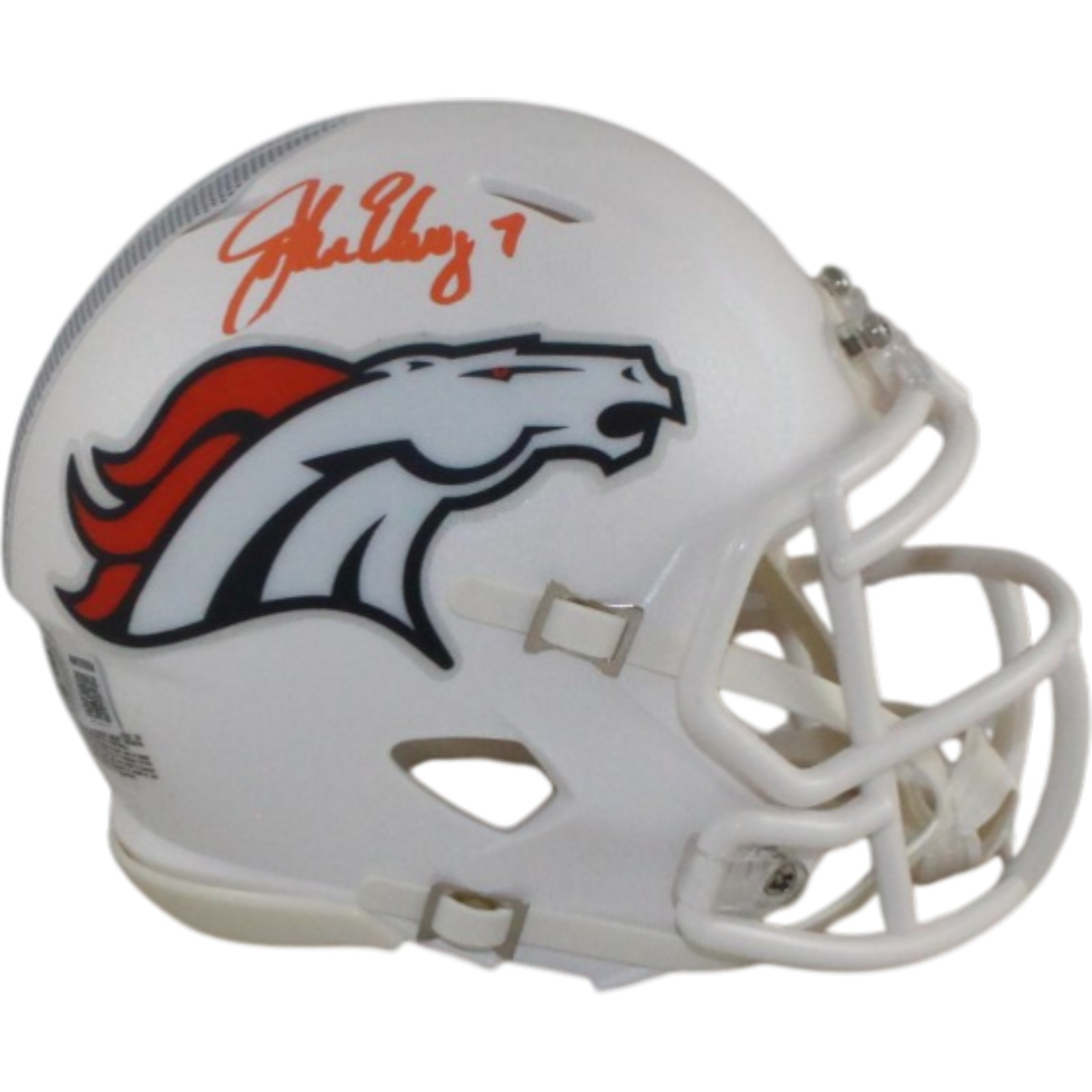 John Elway Autographed Denver Broncos 24 Alt Mini Helmet Beckett Witness 55216