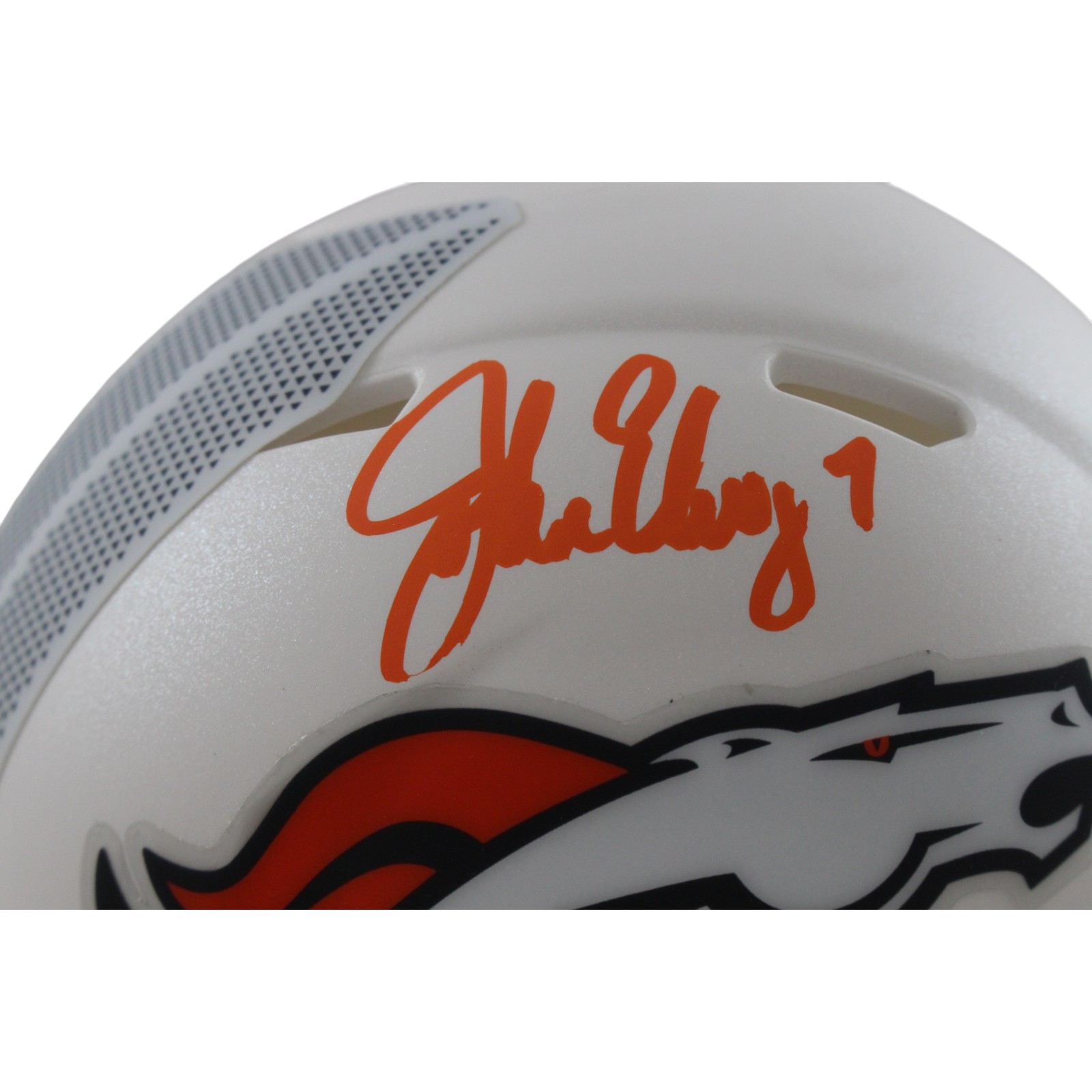 John Elway Autographed Denver Broncos 24 Alt Mini Helmet Beckett Witness 55216