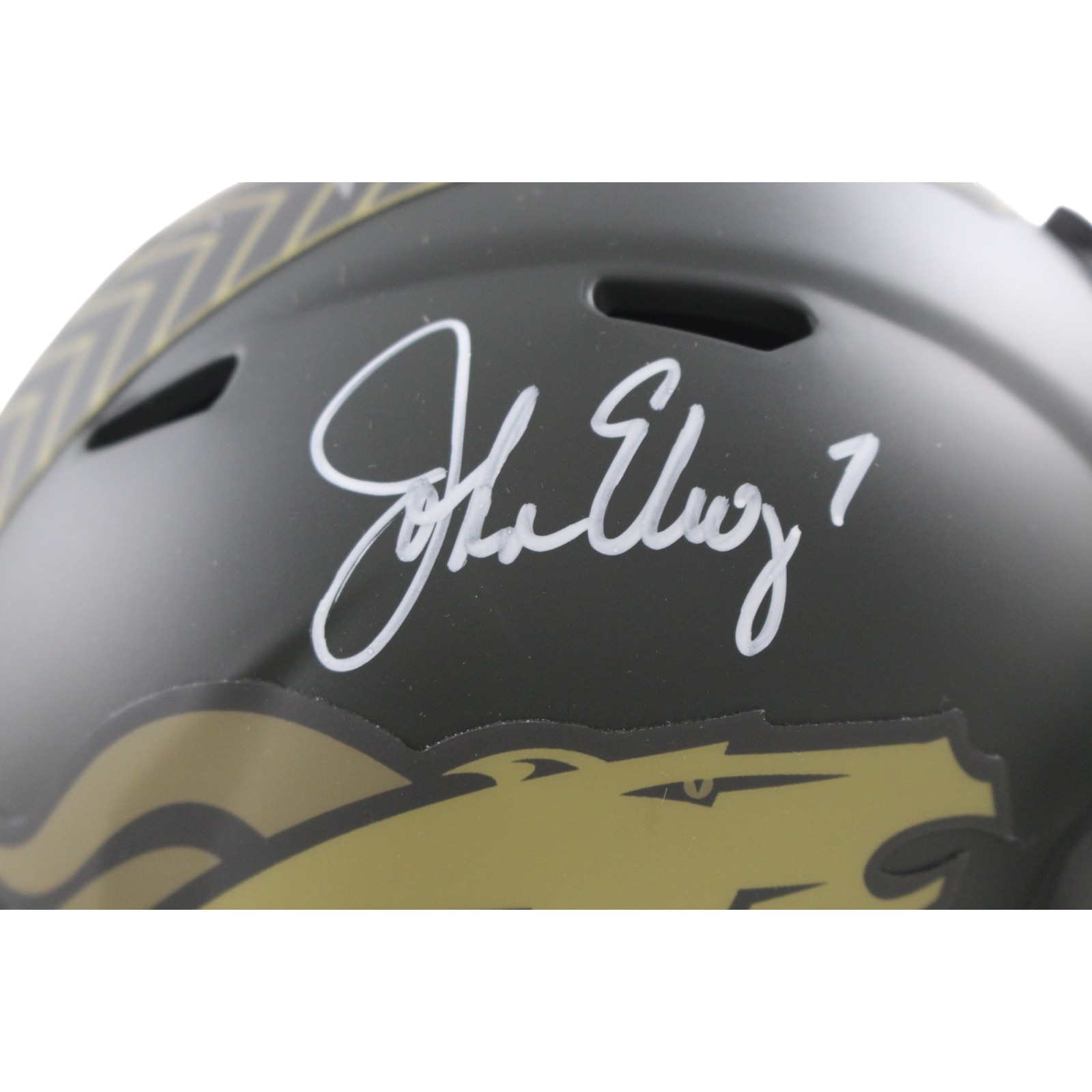 John Elway Autographed Denver Broncos 25 STS Mini Helmet Beckett Witness 55221