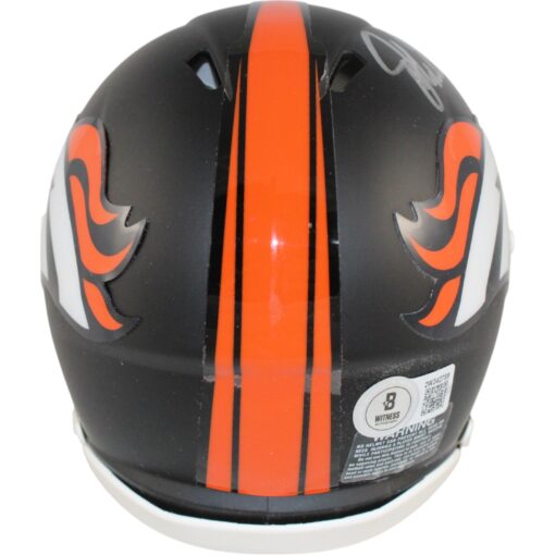 John Elway Autographed Denver Broncos Black Mini Helmet Beckett Witness 50203