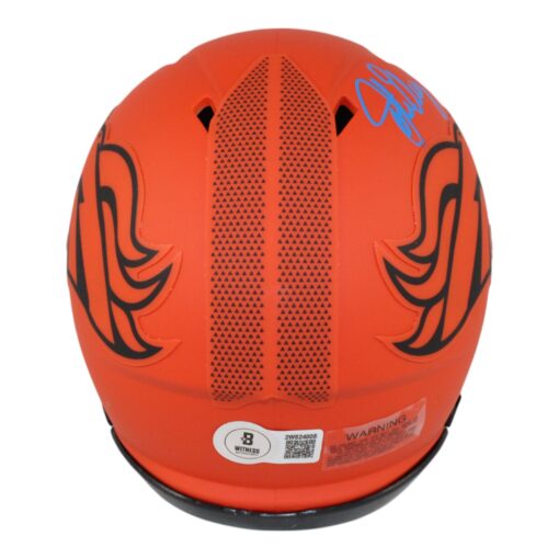 John Elway Autographed Denver Broncos Rave Mini Helmet Beckett 50992