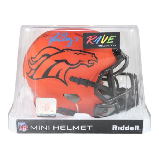 John Elway Autographed Denver Broncos Rave Mini Helmet Beckett 50992