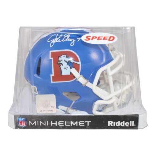 John Elway Signed Denver Broncos 75-96 Speed Mini Helmet Beckett 50996