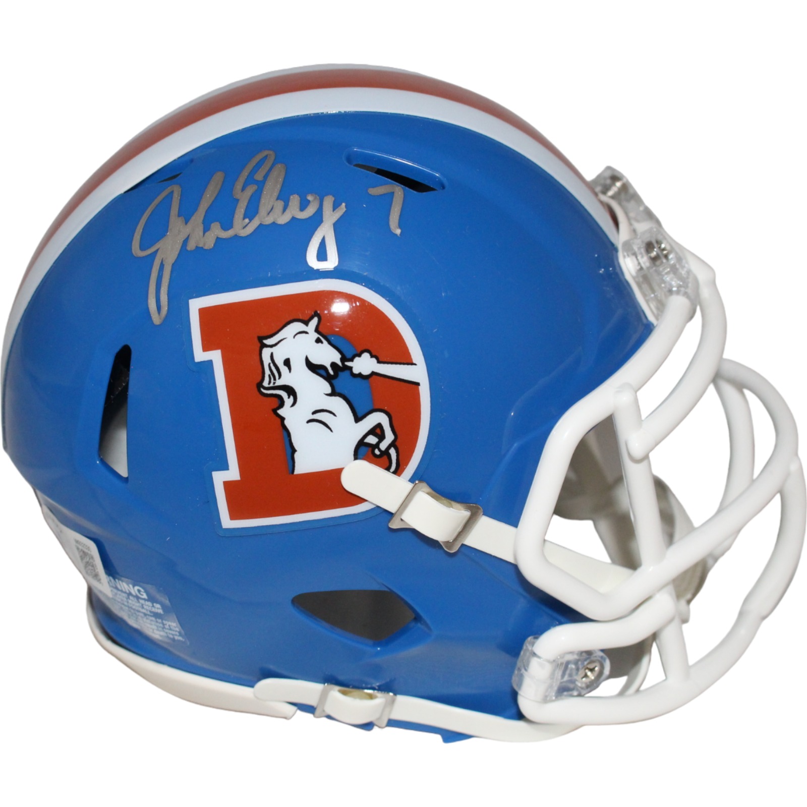 John Elway Autographed Denver Broncos TB Mini Helmet BAS