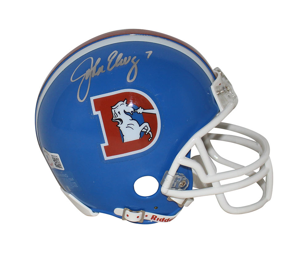 John Elway Autographed Denver Broncos 1975 D-Logo Mini Helmet Beckett