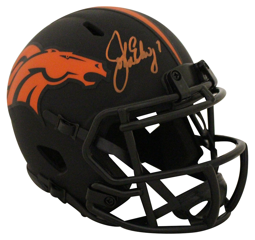 John Elway Autographed/Signed Denver Broncos Eclipse Mini Helmet BAS 28453