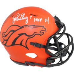 John Elway Autographed Denver Broncos Rave Mini Helmet HOF Beckett Witness 50211