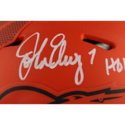 John Elway Autographed Denver Broncos Rave Mini Helmet HOF Beckett Witness 50211