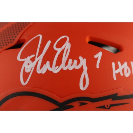 John Elway Autographed Denver Broncos Rave Mini Helmet HOF Beckett Witness 50211