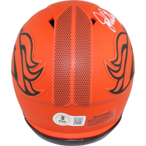 John Elway Autographed Denver Broncos Rave Mini Helmet HOF Beckett Witness 50211