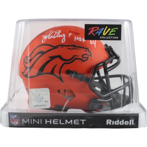 John Elway Autographed Denver Broncos Rave Mini Helmet HOF Beckett Witness 50211