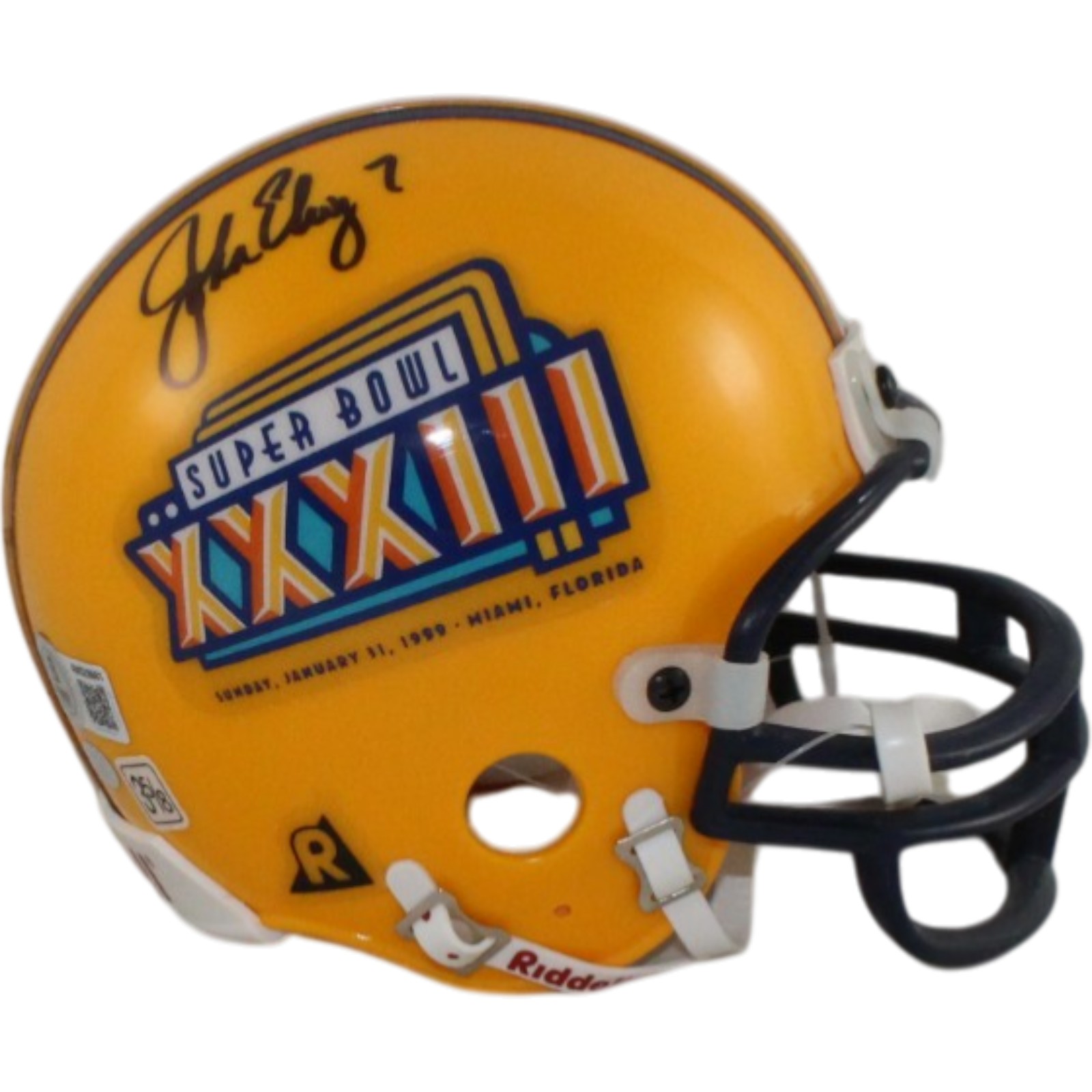 John Elway Signed Denver Broncos Super Bowl XXXIII Mini Helmet Beckett W 55209