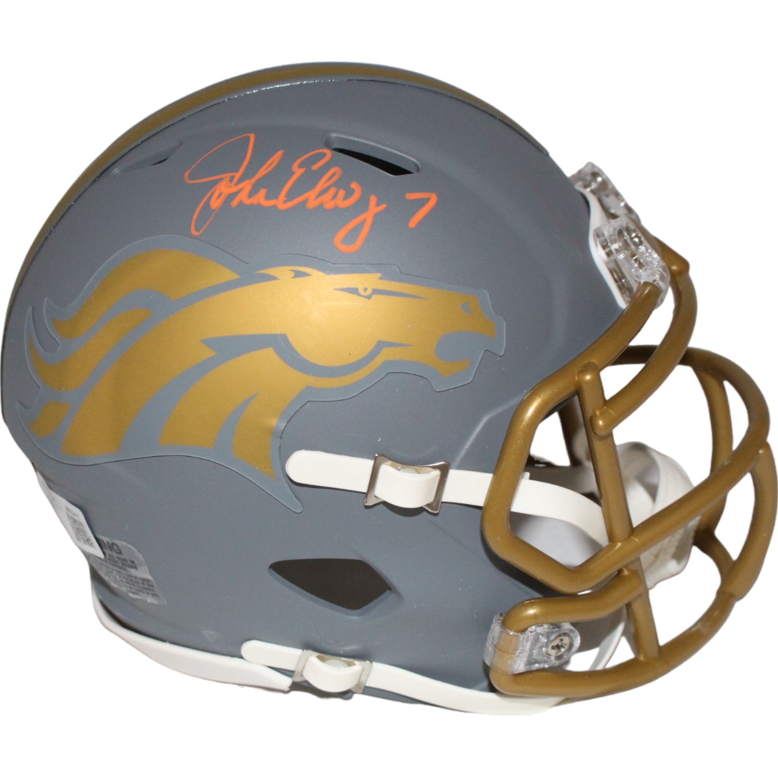 John Elway Autographed Denver Broncos Slate Mini Helmet BAS
