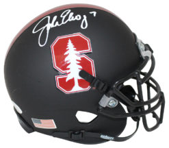 John Elway Autographed/Signed Denver Broncos Black Matte Mini Helmet BAS 25333