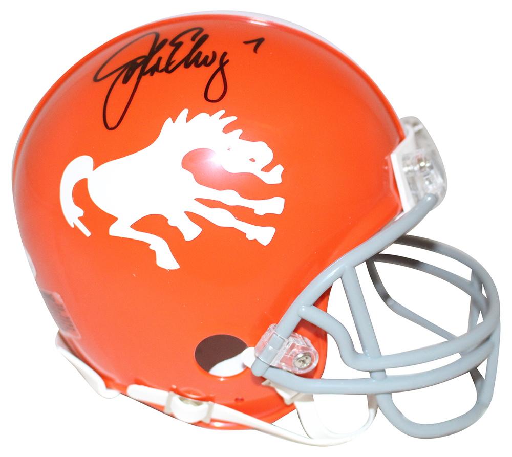 John Elway Autographed/Signed Denver Broncos Mini Helmet BAS 