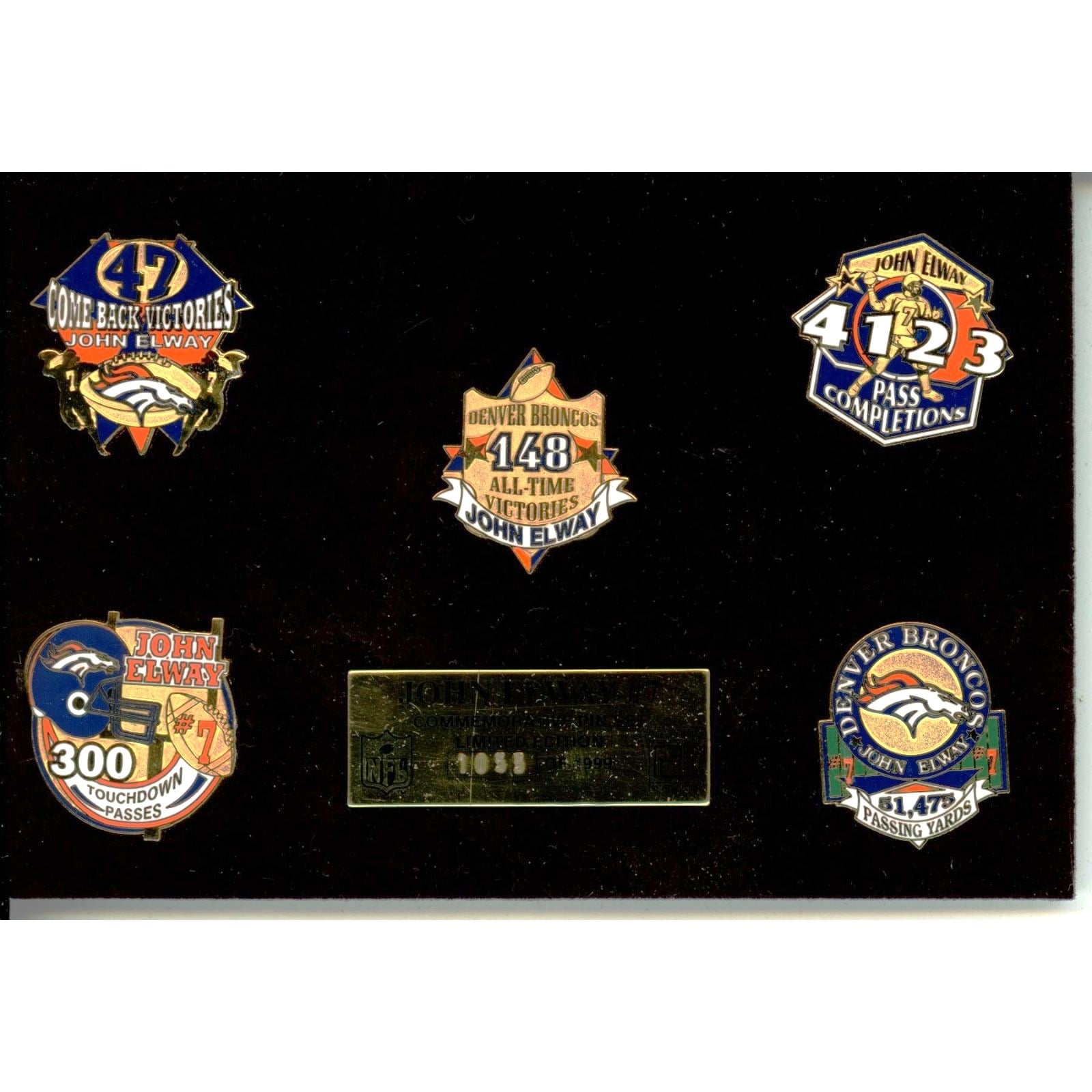John Elway Denver Broncos Commemorative Colelctible Pin Set LE /1999 58011