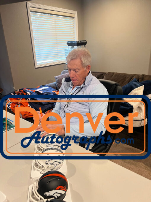 John Elway Autographed Denver Broncos 24 STS Mini Helmet Beckett Witness 50209