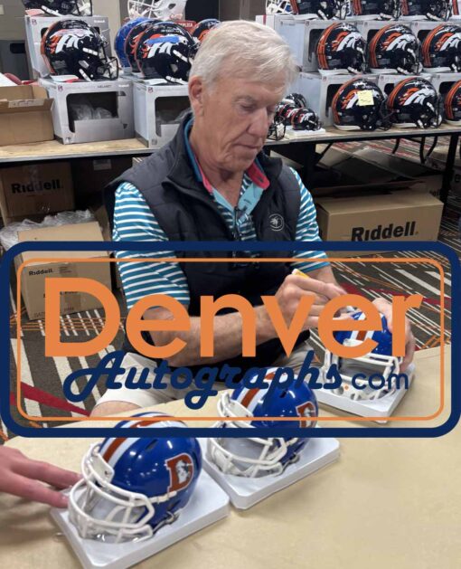 John Elway Signed Denver Broncos 75-96 Speed Mini Helmet Beckett 50996
