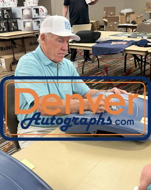 John Elway Signed Denver Broncos Invesco Field Blue Seat Back BAS 50986