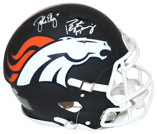 Manning & Elway Signed Denver Broncos Authentic Black Matte Helmet BAS 25440