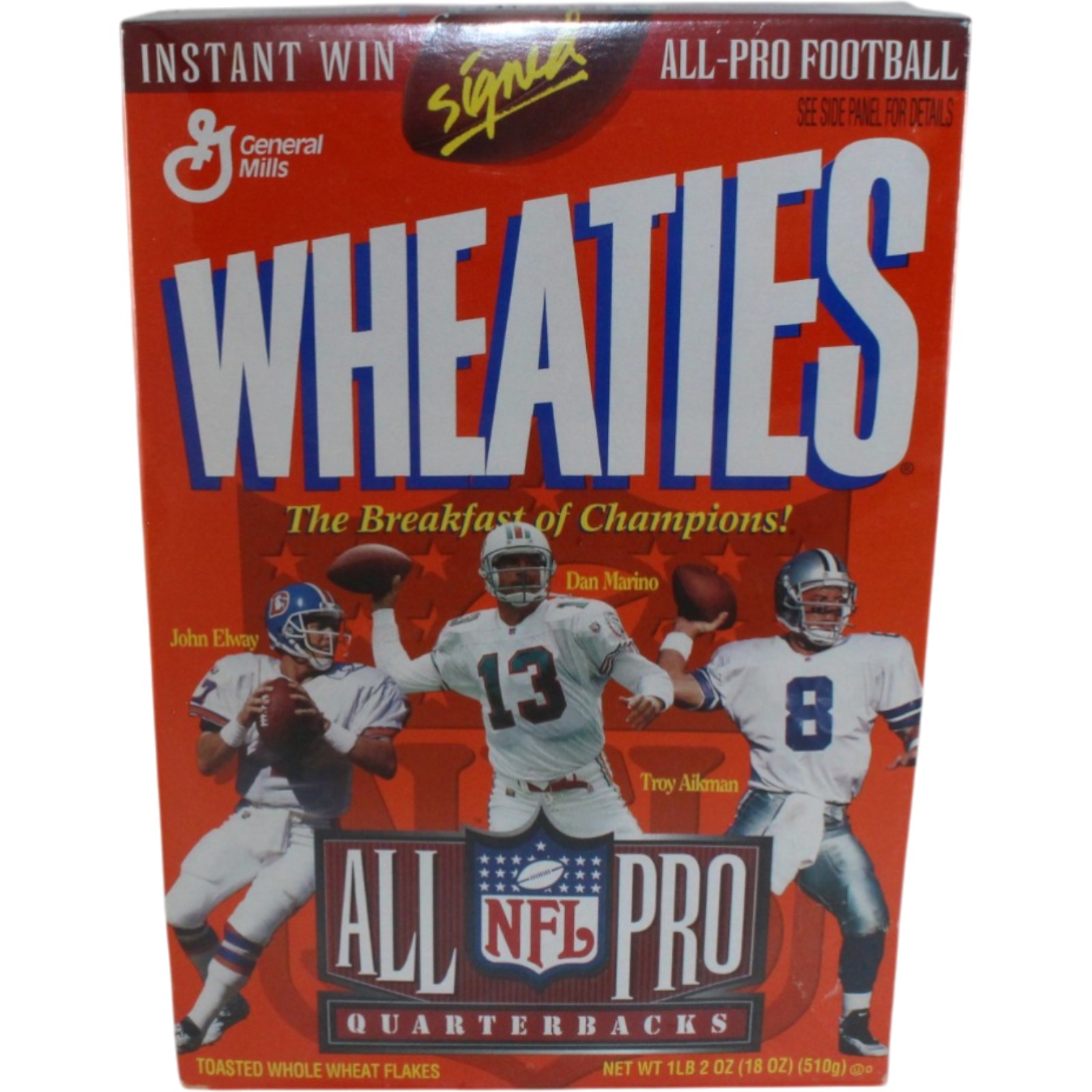John Elway Dan Marino Troy Aikman Quarterback Wheaties Cereal Box 1997 55303